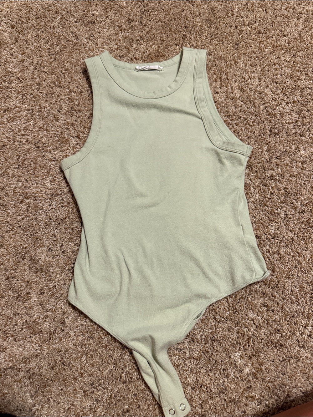 Double Zero Ribbed Sleeveless Bodysuit in Light Sage
